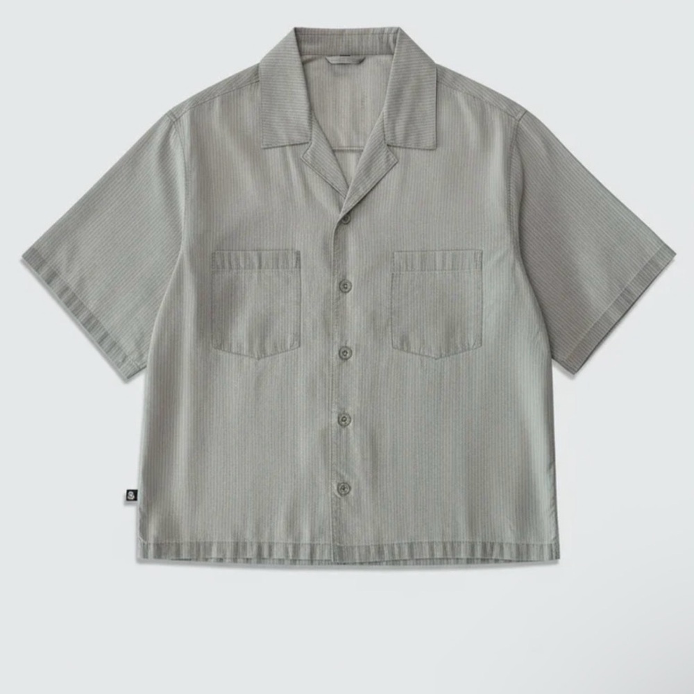 Ananke Lightweight Santorini Cropped Cuban Shirt Gray NWT Streetwear Loungewear